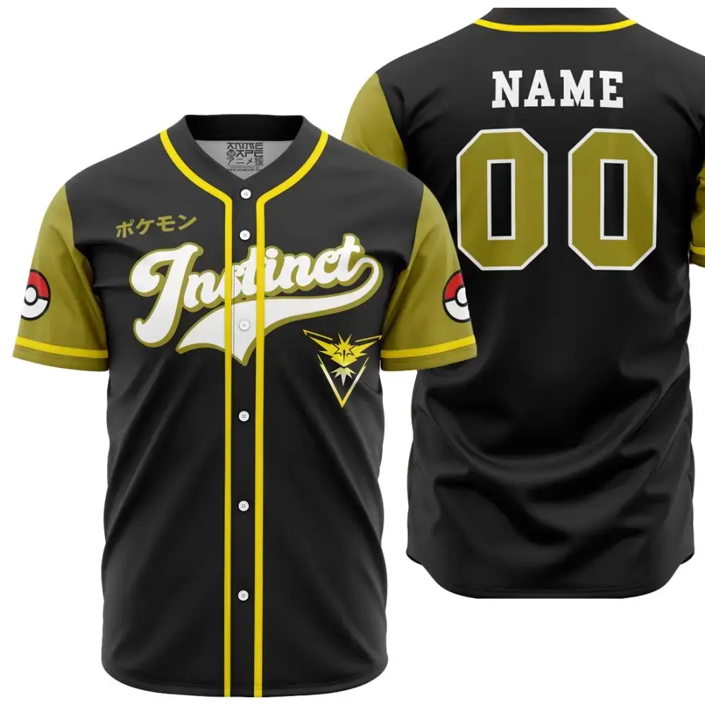 Custom Team Instinct Baseball Jersey - Pokémon Go Fan Gear - Personalized Name & Number Image