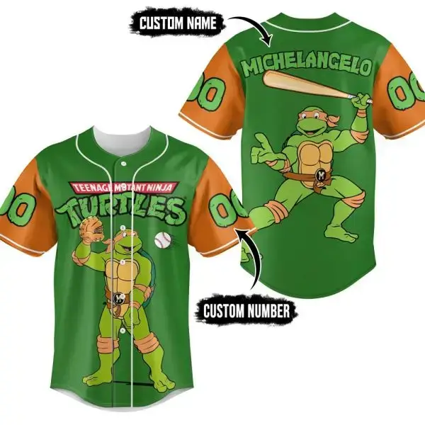 Custom Teenage Mutant Ninja Turtles Baseball Jersey - Personalized Name & Number Image