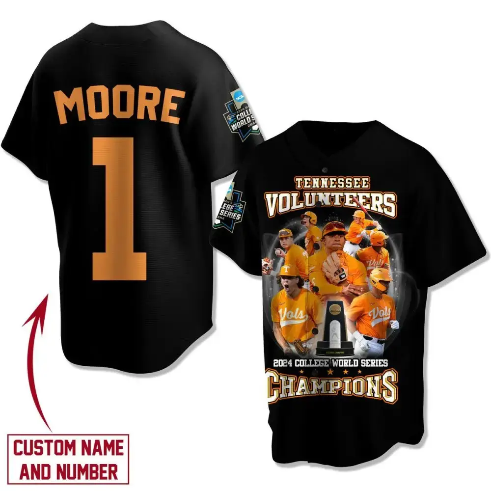 Custom Tennessee Volunteers 2024 Champs Jersey - College World Series Winner Apparel Image
