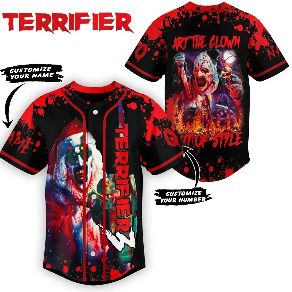 Custom Terrifier Baseball Jersey – Art The Clown Design, Personalize Name & Number Image