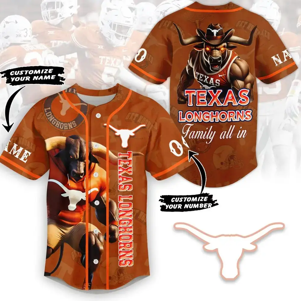 Custom Texas Longhorns Jersey - Personalize Name & Number - Perfect Gift For Fans! Image