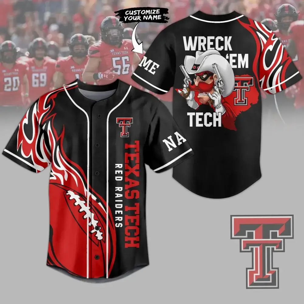 Custom Texas Tech Red Raiders Jersey - Personalized Fan Gear, Perfect For Game Day! Image