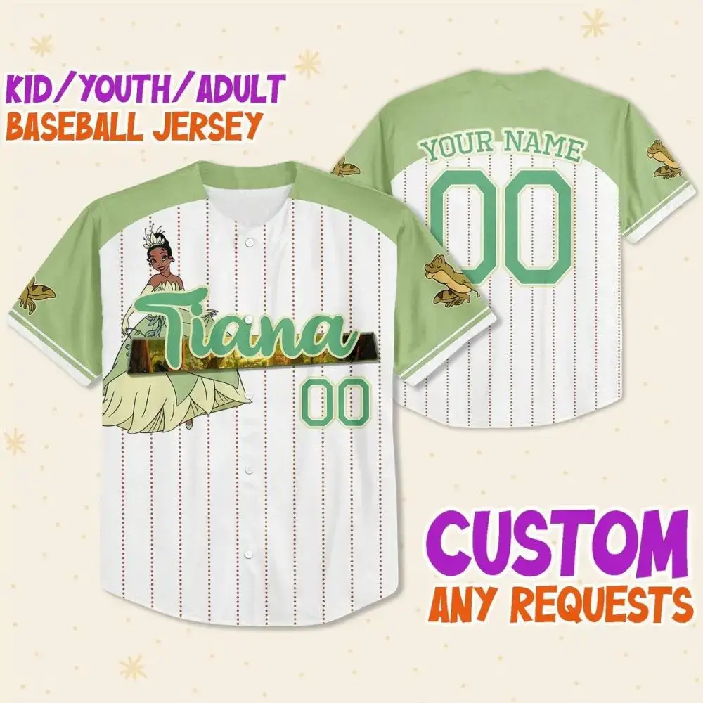 Custom Tiana Baseball Jersey - Kids/Youth/Adult Sizes - Personalize Your Name & Number Image