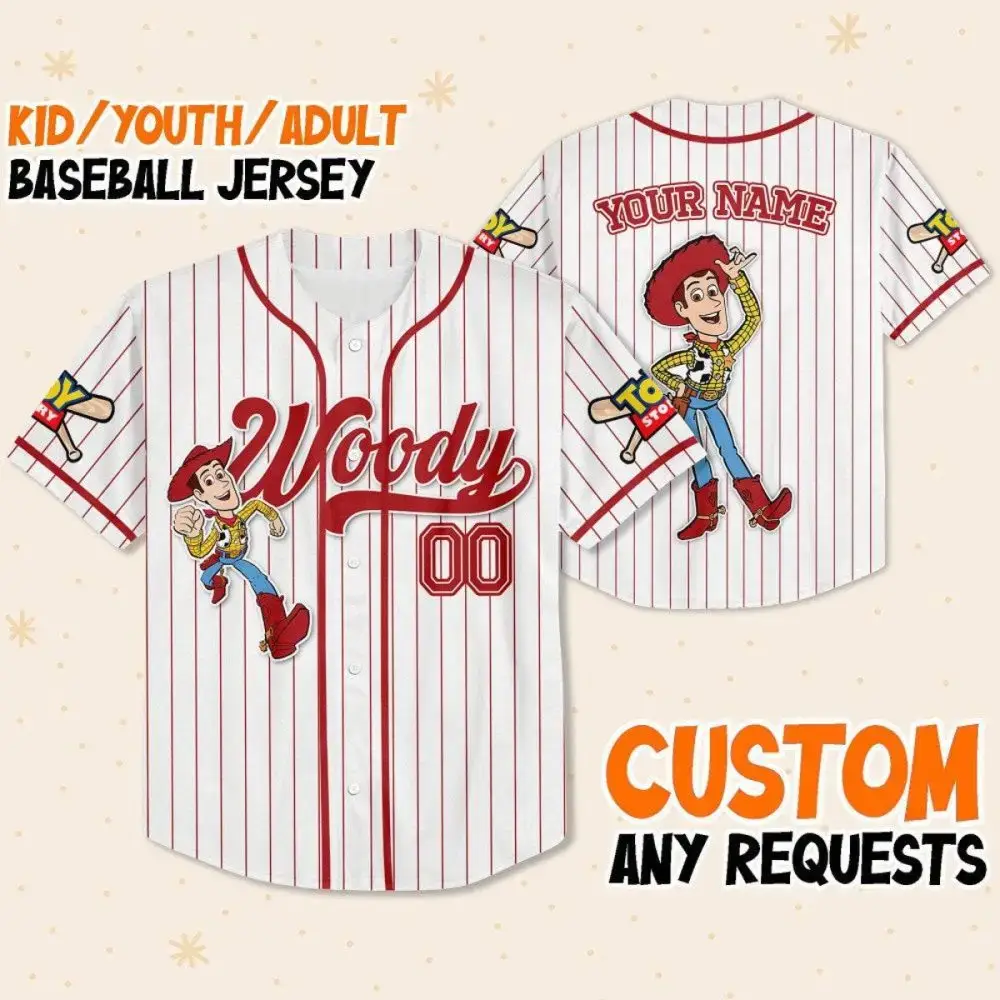 Custom Toy Story Baseball Jersey For Kids/Youth/Adults - Personalized Name & Design Image