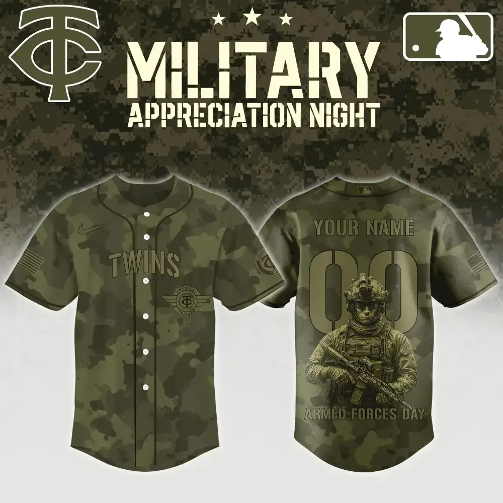 Custom Twins Camo Jersey - Military Appreciation Night - Personalized Name & Number Image