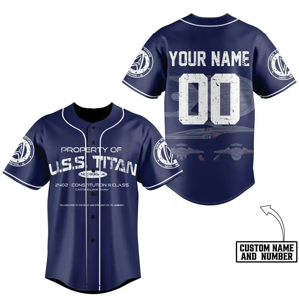 Custom U.S.S. Titan Baseball Jersey - Add Your Name & Number - Perfect Gift For Fans! Image