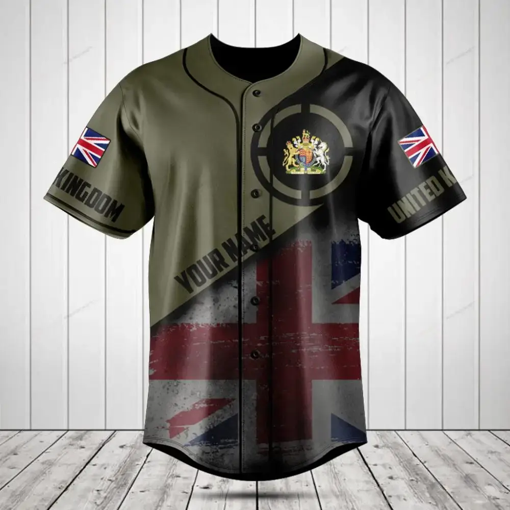 Custom Uk Flag Baseball Jersey – Personalized Name & Unique Design Image