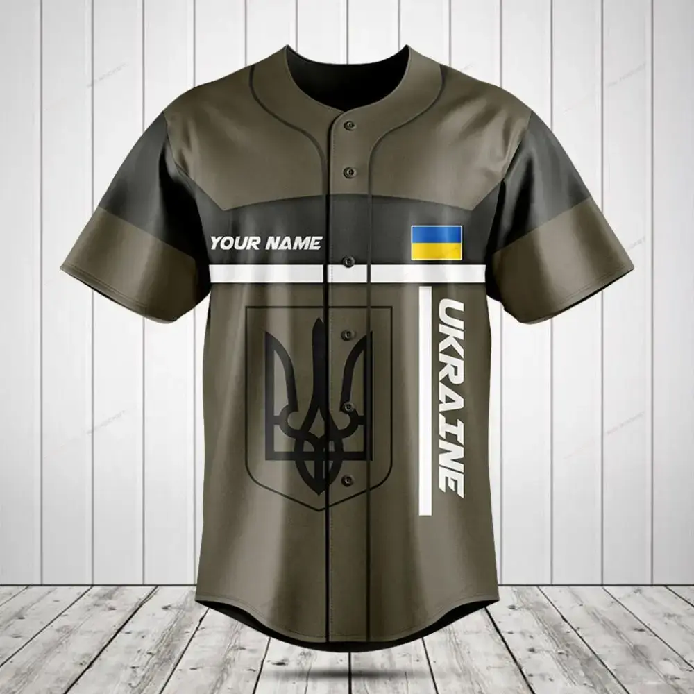 Custom Ukraine Flag Baseball Jersey - Personalized Name & Crest Design Image