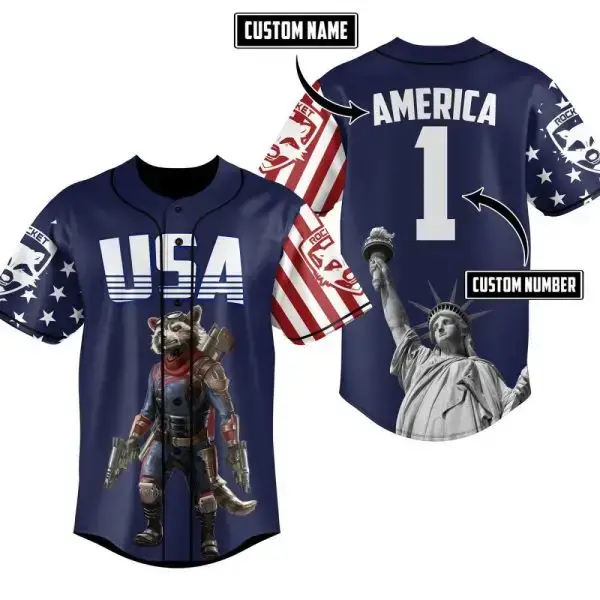 Custom Usa Baseball Jersey – Personalized Name & Number, Patriotic Design Image
