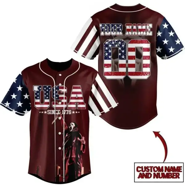 Custom Usa Flag Baseball Jersey - Personalize Name & Number - Patriotic Sports Shirt Image