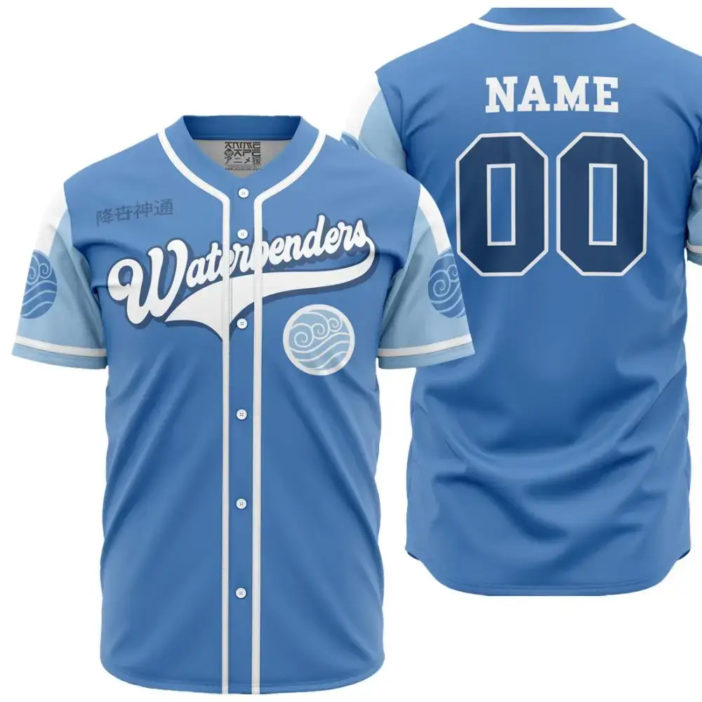 Custom Waterbenders Baseball Jersey - Personalized Name & Number - Blue Sports Fan Gear Image