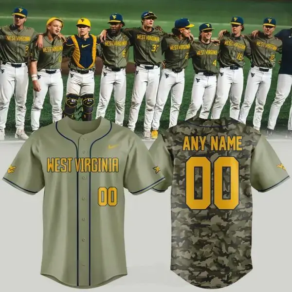 Custom West Virginia Baseball Jersey - Personalized Name & Number - Camo Style Image