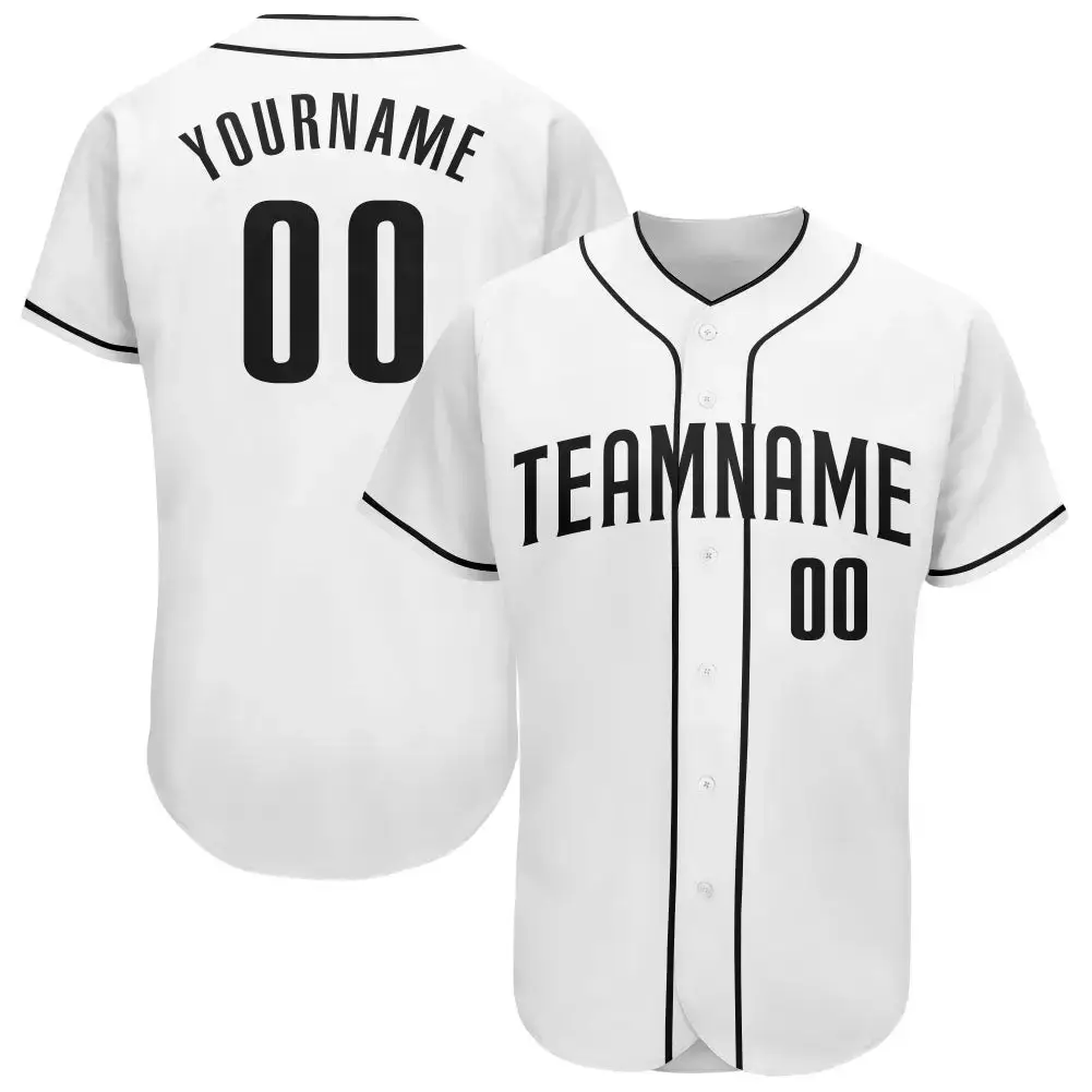 Custom White Black Authentic Baseball Jersey Image