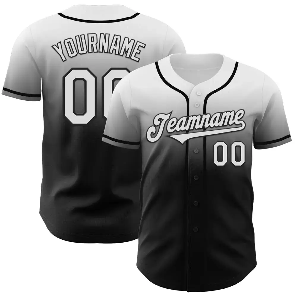 Custom White Black Authentic Fade Fashion Baseball Jersey Image