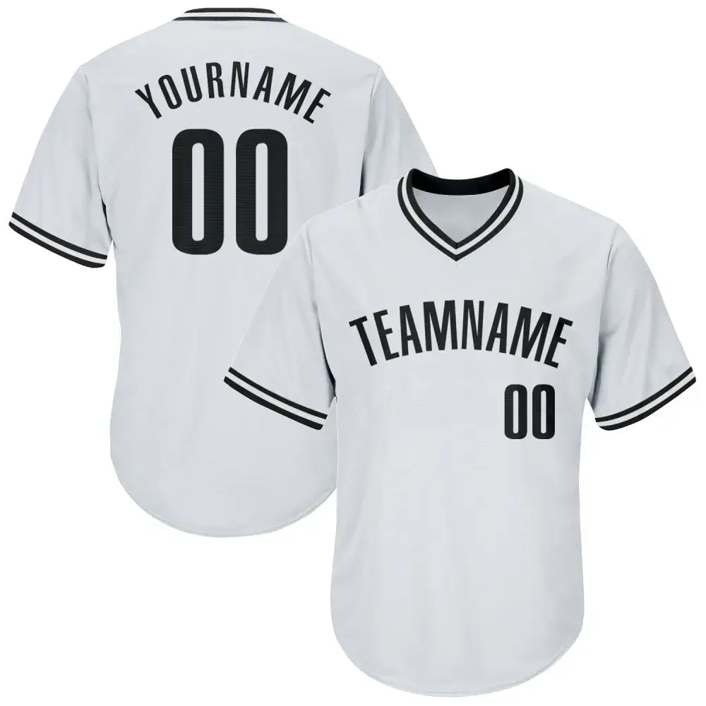 Custom White Black Authentic Throwback Rib-Knit Baseball Jersey Shirt Image