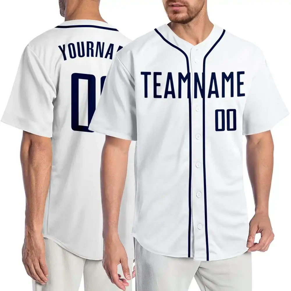 Custom White Navy Authentic Baseball Jersey Image