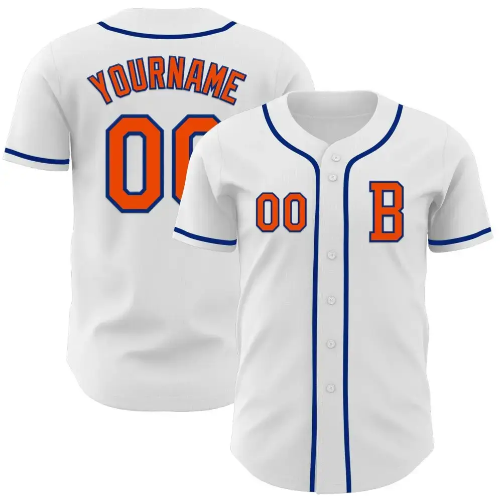 Custom White Orange-Royal Authentic Baseball Jersey Image
