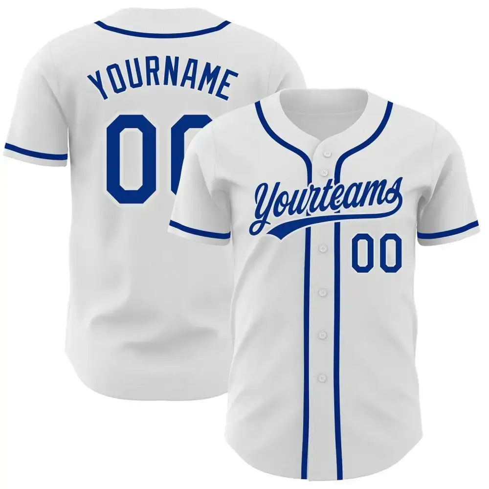 Custom White Royal Authentic Baseball Jersey Image
