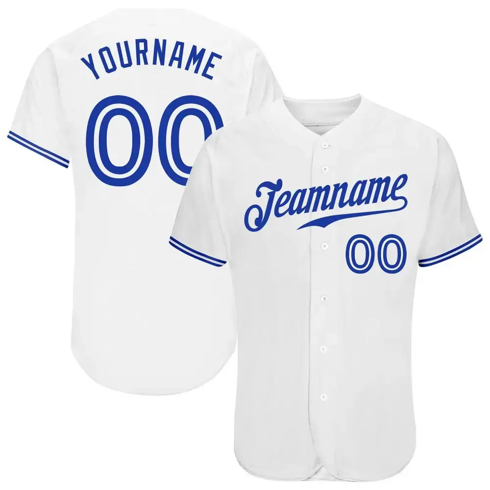 Custom White Royal Authentic Baseball Jersey Image