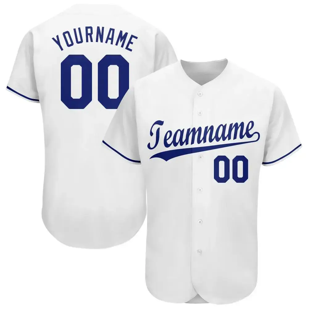Custom White Royal Baseball Jersey Image