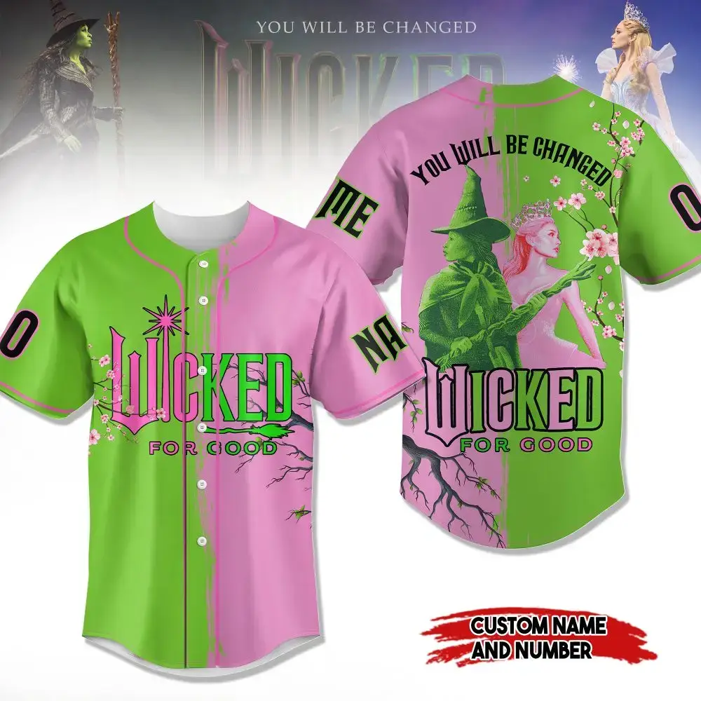 Custom Wicked Baseball Jersey - Vibrant Green & Pink Design , Personalize With Name & Number Image