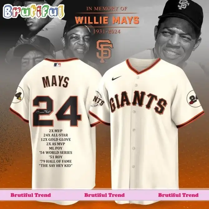 Custom Willie Mays San Francisco Giants 1931-2024 Jersey Shirt Image