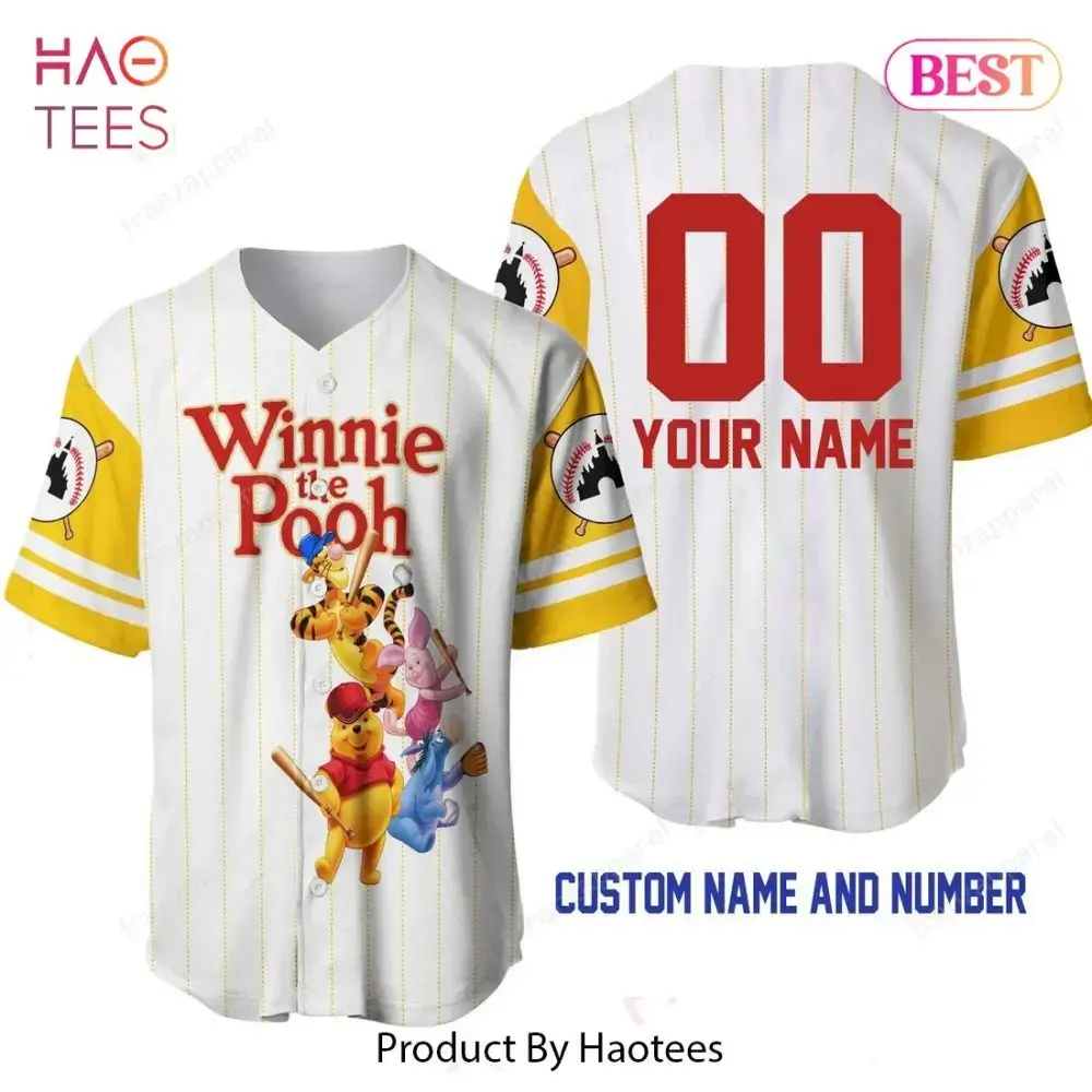 Custom Winnie The Pooh Baseball Jersey - Personalize With Your Name & Number! Image