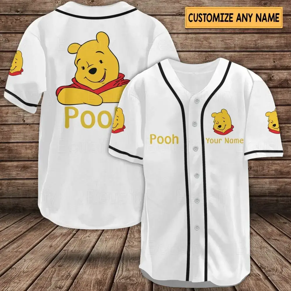 Custom Winnie The Pooh Baseball Jersey - Personalize Your Name - Fun & Playful Gift Image