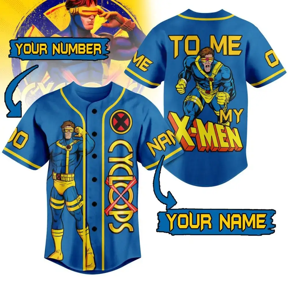 Custom X-Men Cyclops Baseball Jersey - Personalize With Your Name & Number! Image