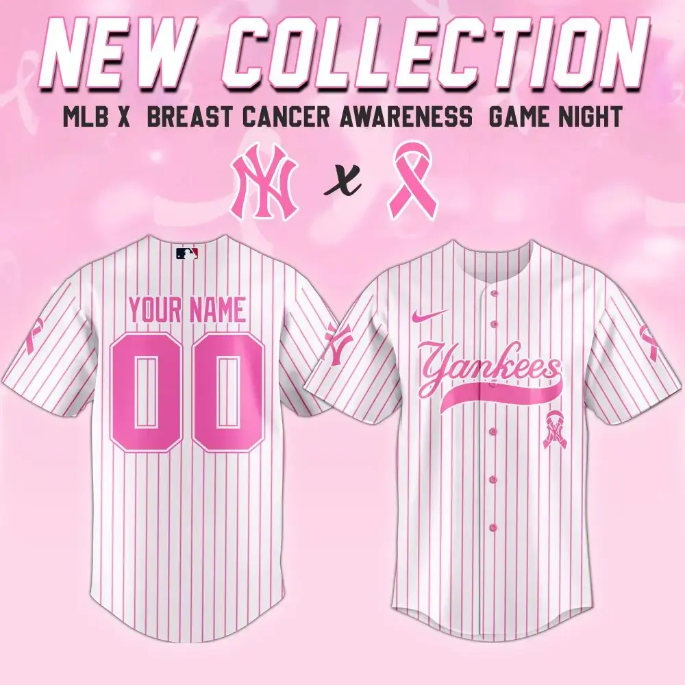 Custom Yankees Jersey - Breast Cancer Awareness Edition - Limited Mlb Collection Image