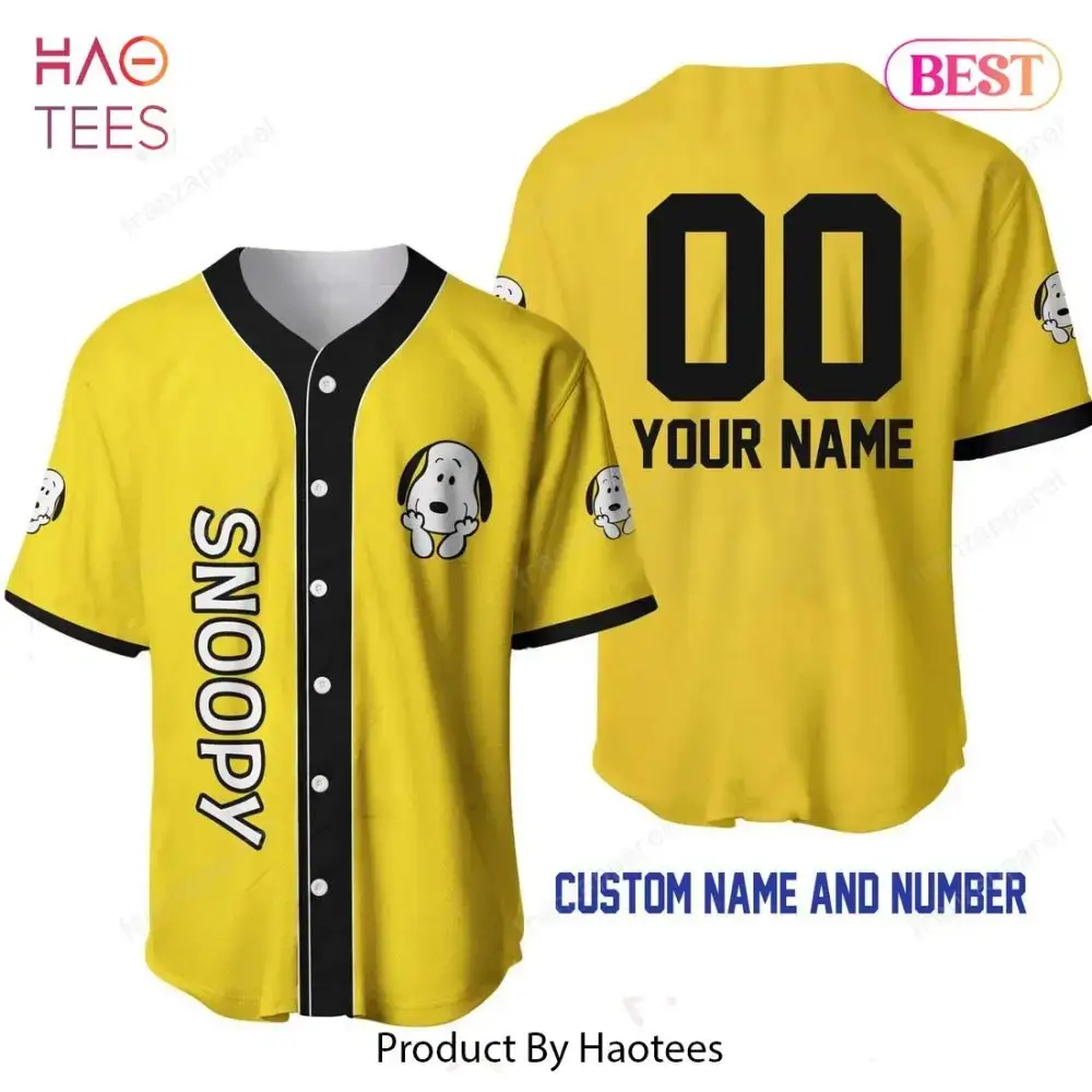Custom Yellow Snoopy Baseball Jersey - Add Your Name & Number – Limited Edition! Image