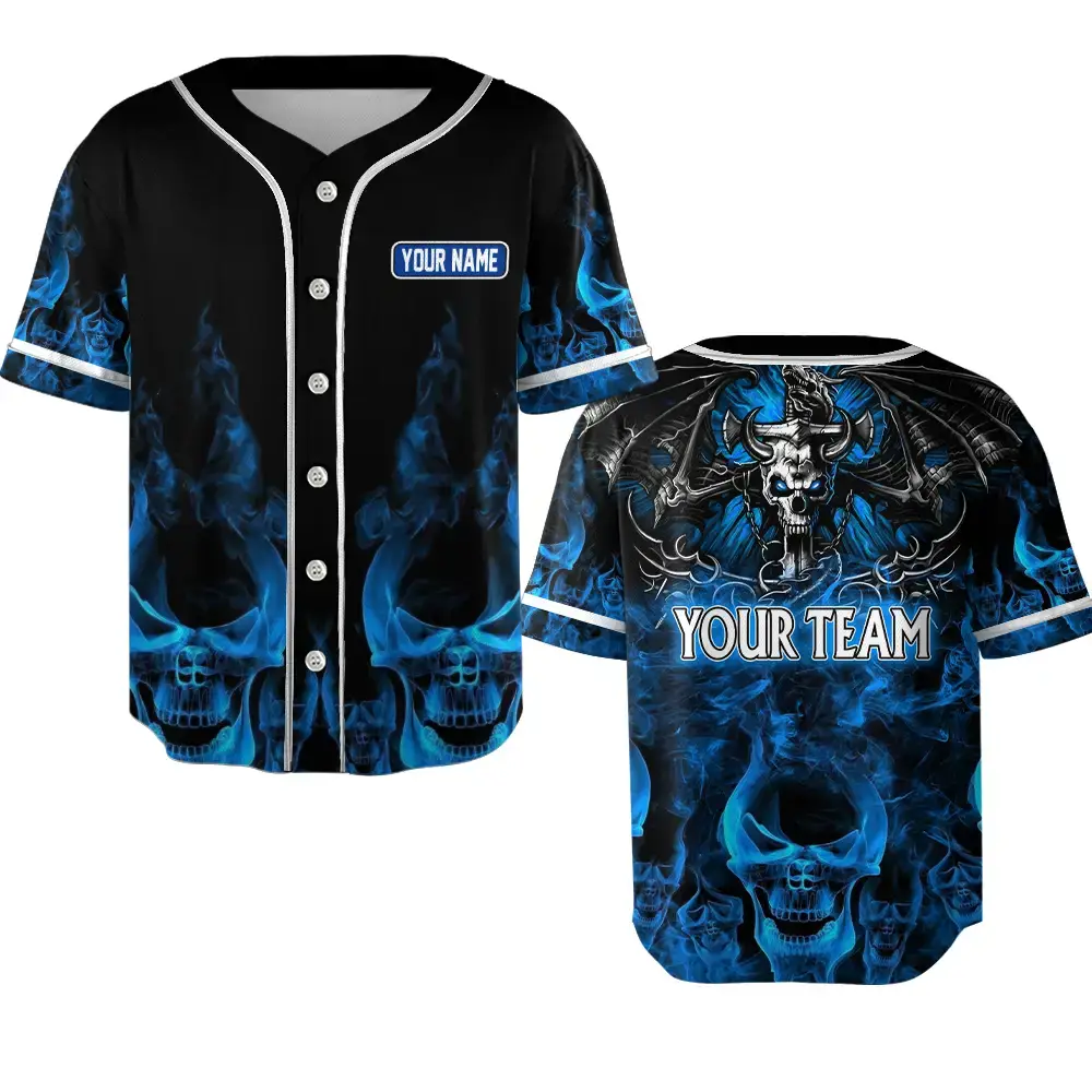 Custom your team name Baseball Jersey - Personalized Name & Skull Design - Perfect Gift For Fans Image