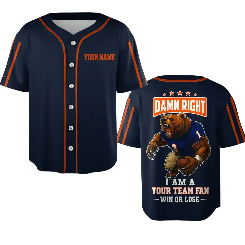 Custom Your Team Name Sport Fan Baseball Jersey - Bold Design For Win Or Lose Supporters Image