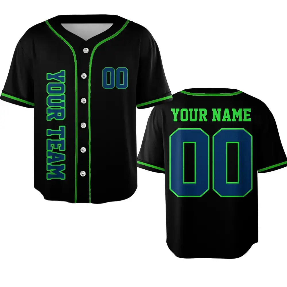 Custom Your Team Name Sport Fan Baseball Jersey - Limited Edition Black & Green Football Shirt Image