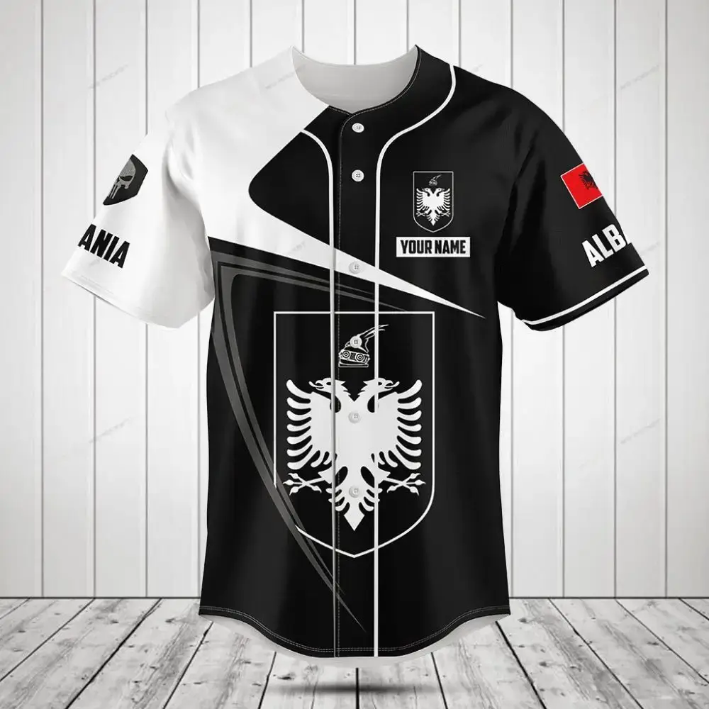 Customizable Albania Eagle Baseball Jersey - Personalized Name & Flag Design Image