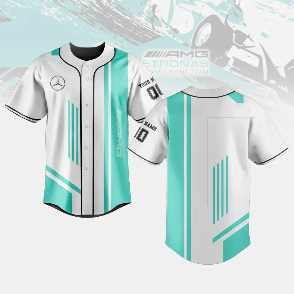 Customizable Amg Petronas F1 Team Baseball Jersey - Stylish Fan Apparel Image
