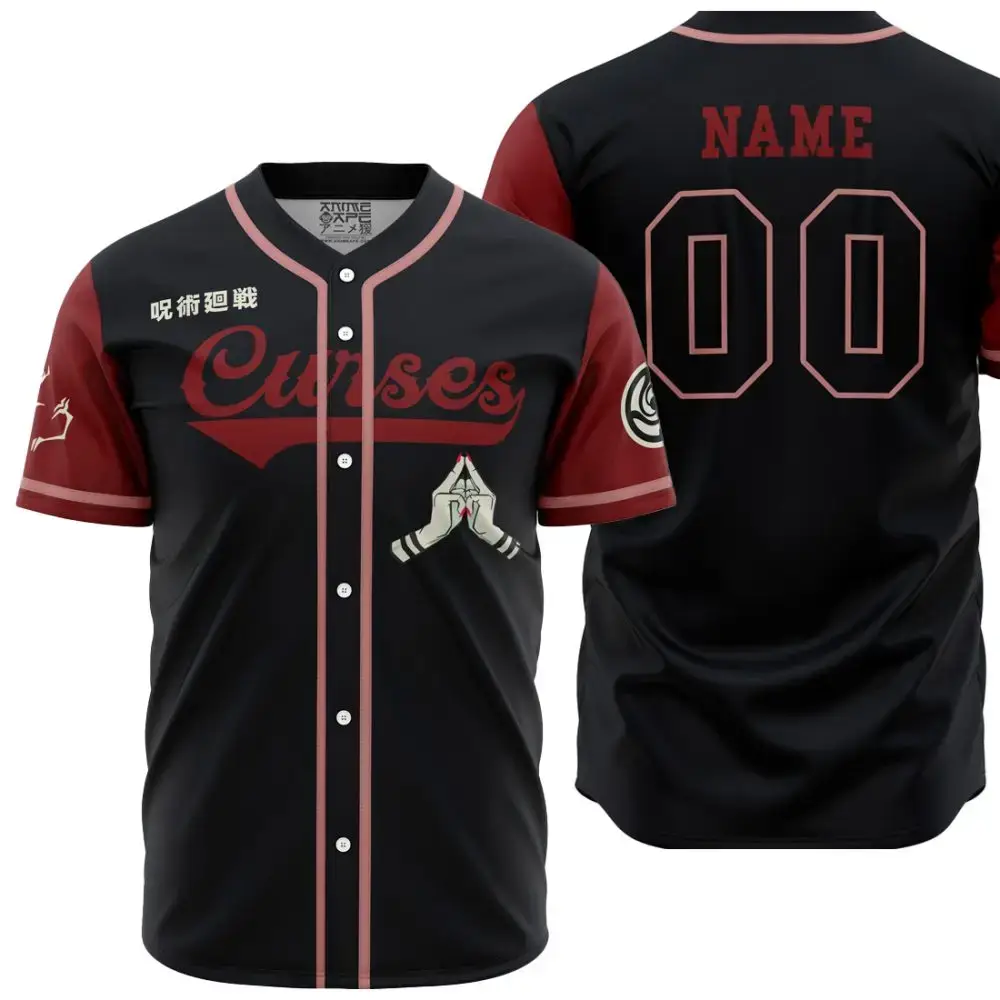 Customizable Anime-Inspired Curses Baseball Jersey – Unique Design, Perfect Gift! Image