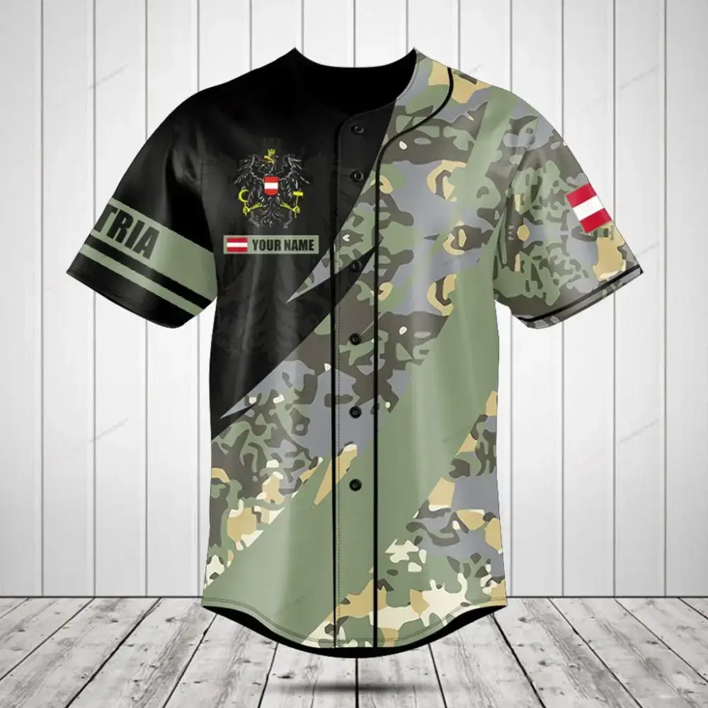 Customizable Austria Camo Baseball Jersey - Personalize Your Style Today! Image
