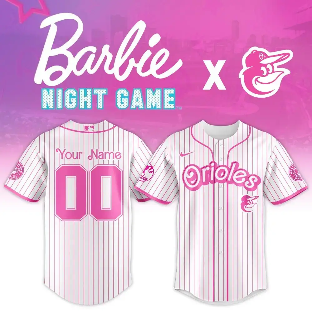Customizable Barbie Night Game Orioles Jersey - Limited Edition Pink Baseball Apparel Image