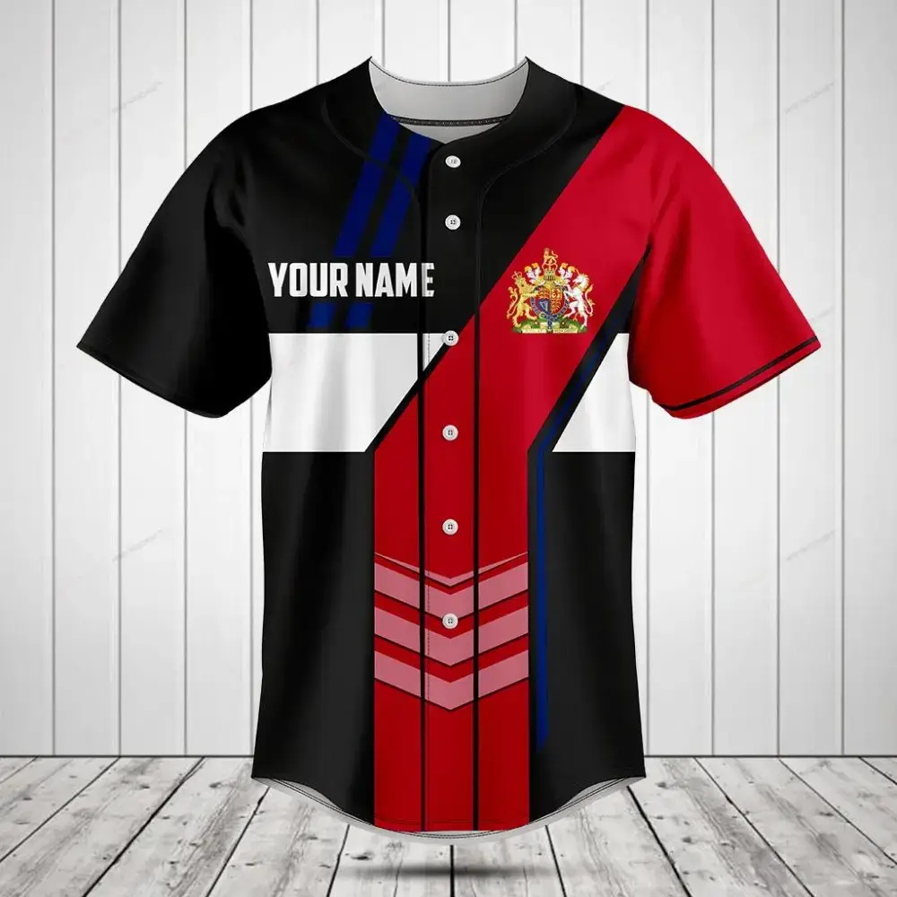 Customizable Baseball Jersey With Crest Design – Personalize Your Name & Number – Stylish Sportswear Image