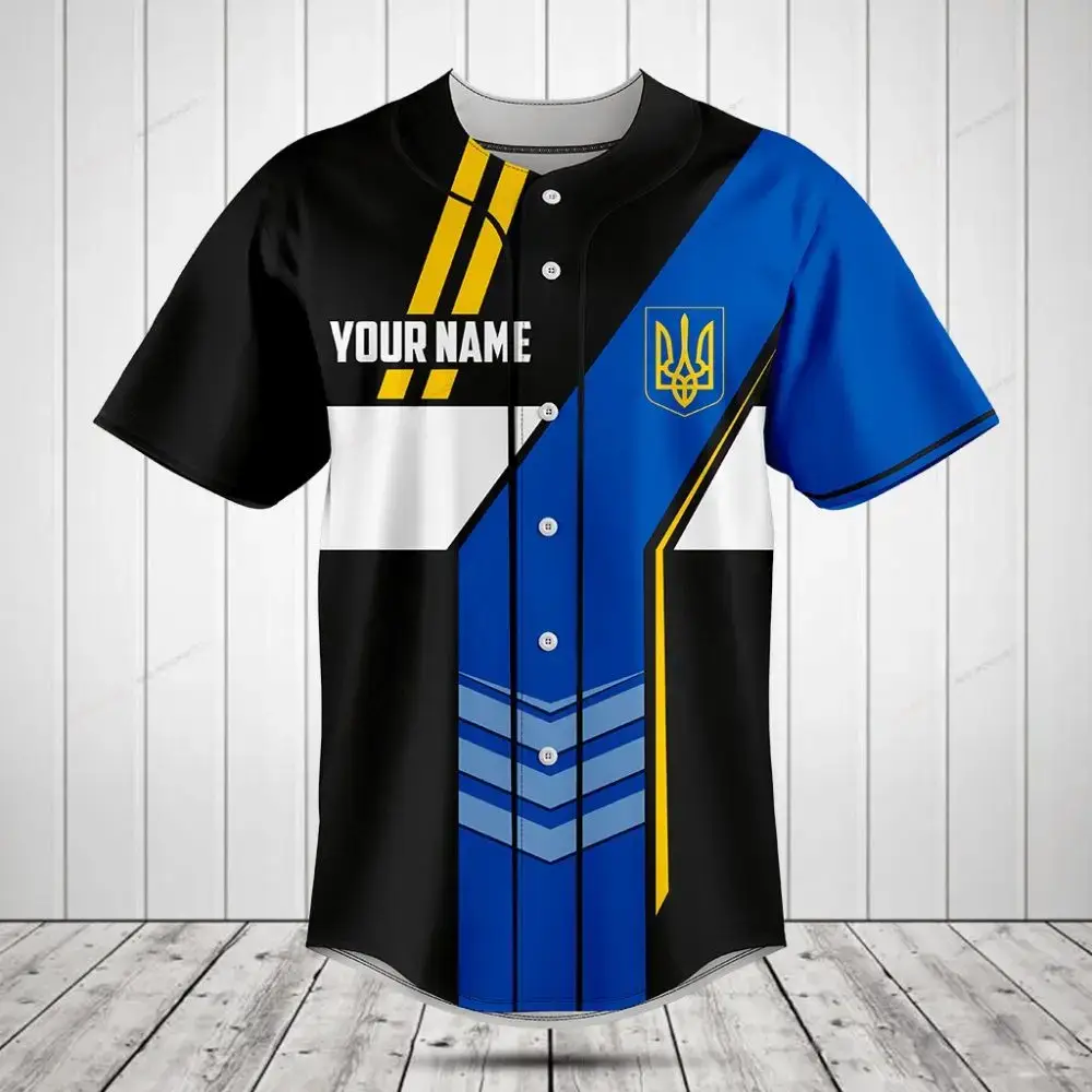 Customizable Black & Blue Baseball Jersey – Add Your Name & Unique Style! Image