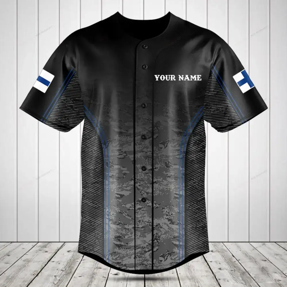 Customizable Black Baseball Jersey - Add Your Name & Flag - Premium Sportswear Image