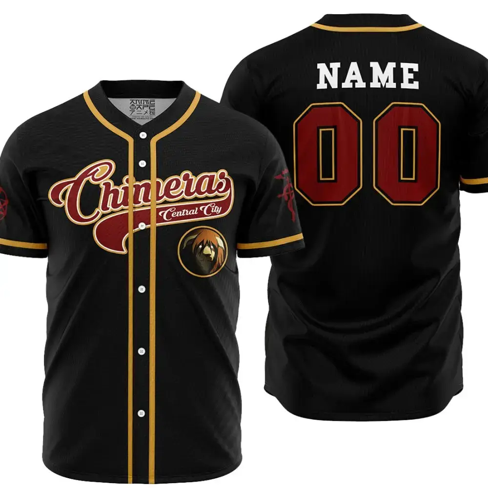 Customizable Black Chimera Baseball Jersey – Personalized Name & Number, Stylish Teamwear Image