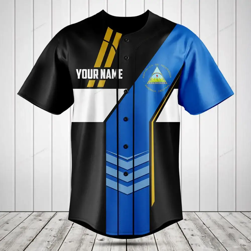 Customizable Blue & Black Baseball Jersey - Unique Design, Add Your Name! Image