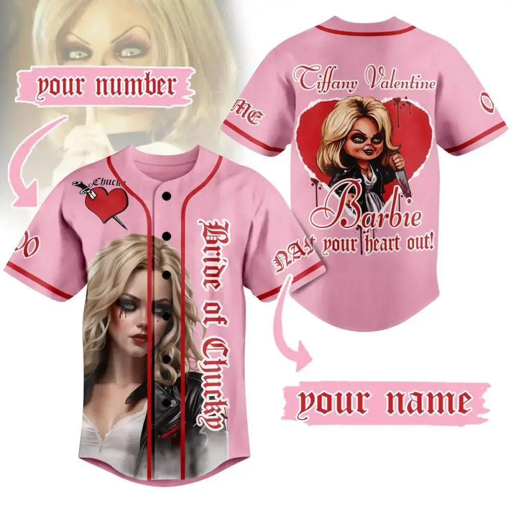Customizable Bride Of Chucky Baseball Jersey - Personalized Horror Fan Gift Image