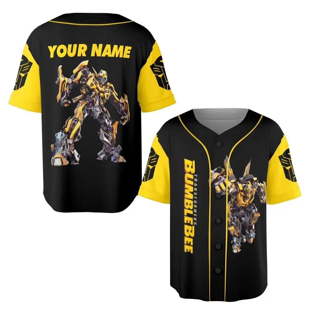 Customizable Bumblebee Baseball Jersey - Transform Your Style With Personalized Name! Image
