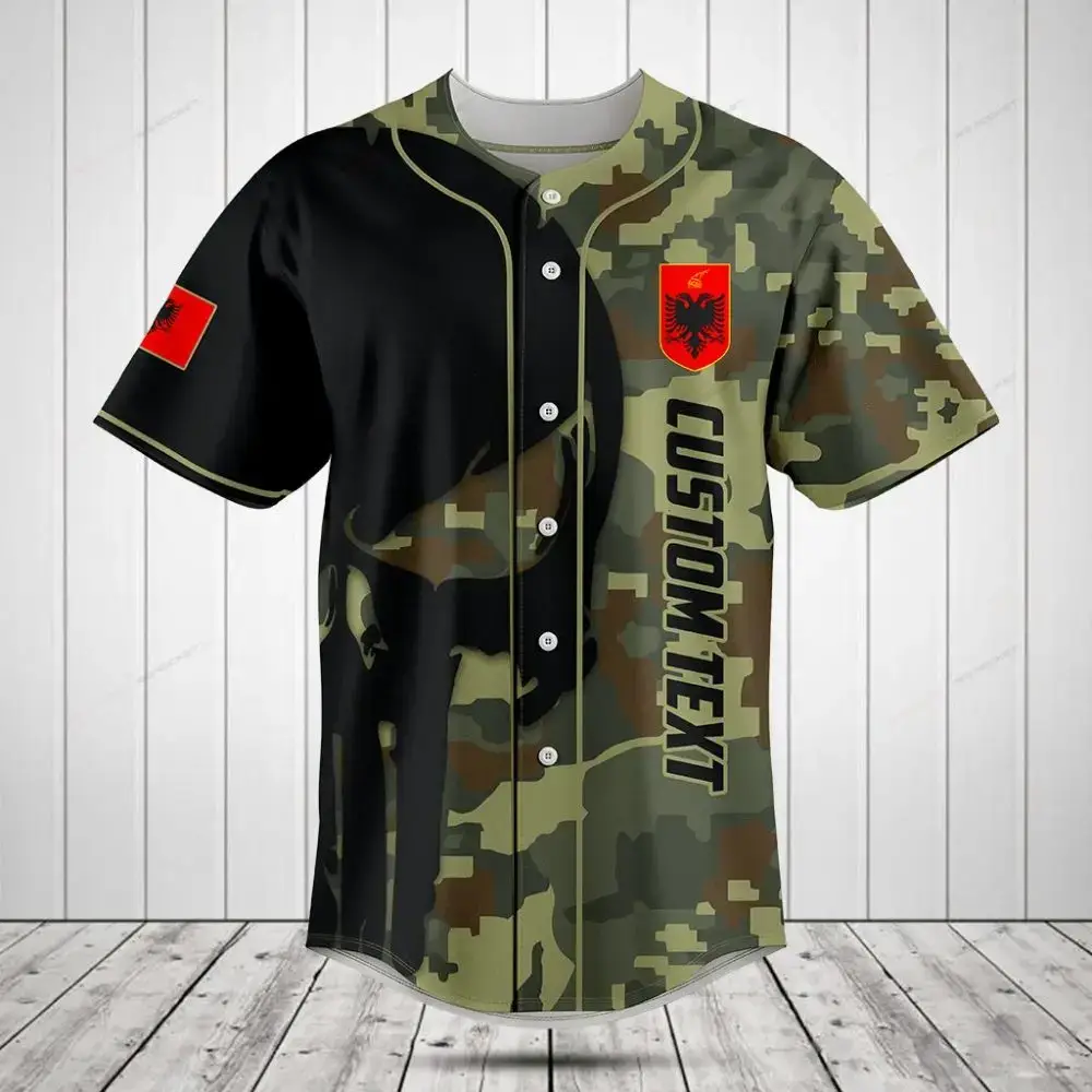 Customizable Camouflage Baseball Jersey – Personalized Text & Unique Design – Perfect For Fans & Teams Image