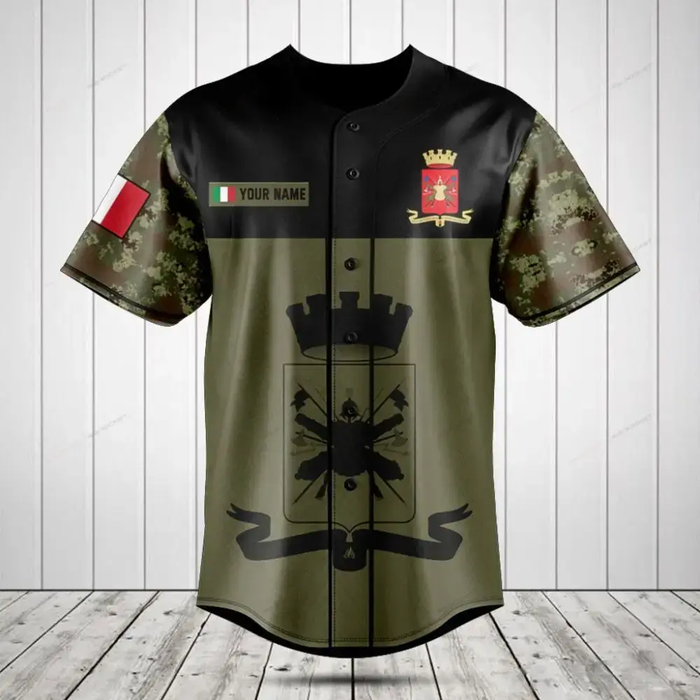 Customizable Camouflage Baseball Jersey With Military Crest - Personalize Your Style Today! Image