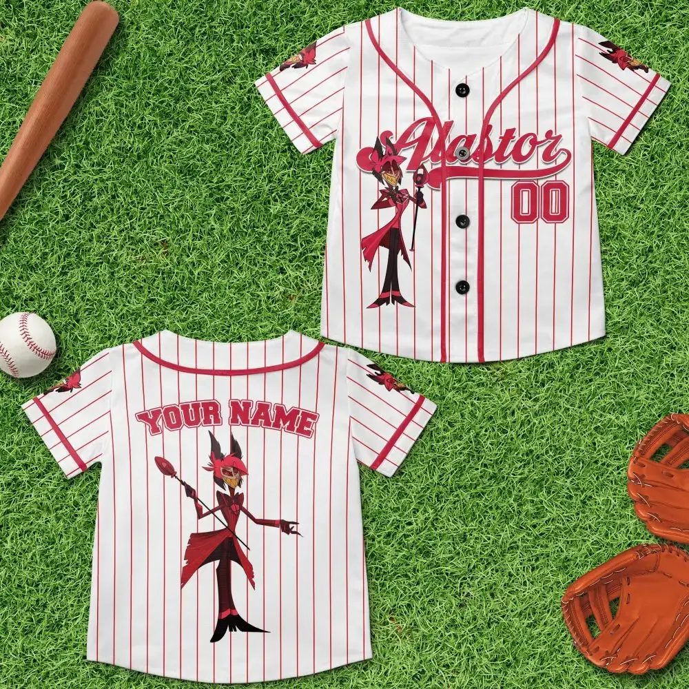 Customizable Cartoon Baseball Jersey - Add Your Name & Number - Fun & Stylish Design! Image