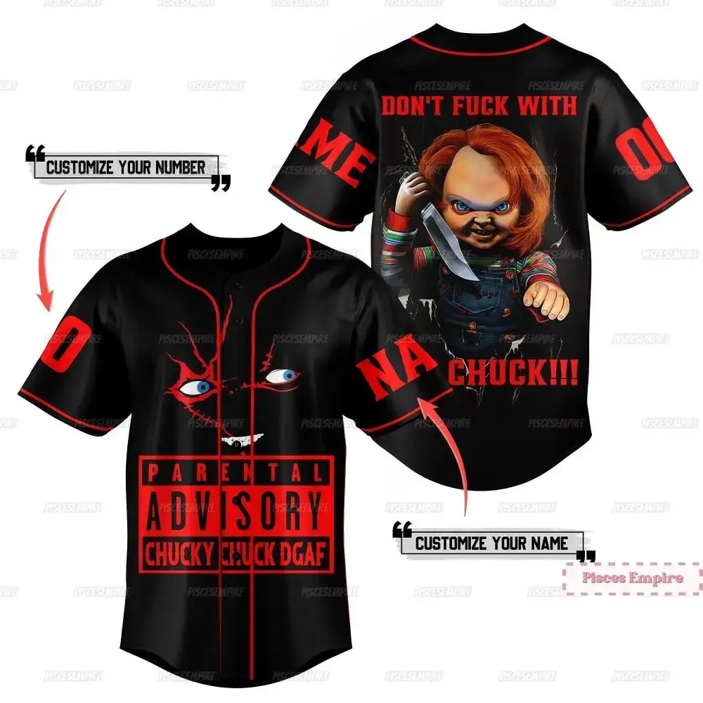 Customizable Chucky Horror Baseball Jersey – Personalized Name & Number Image